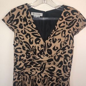 Kay Unger leopard print dress with ruching.